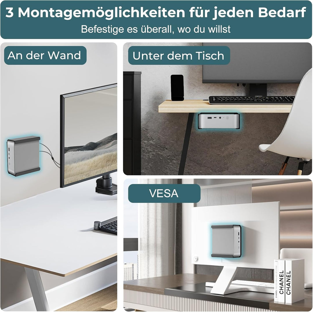 Metall Mini-PC-Halterung kompatibel mit Beelink SER8, SER6, SER9, SER9 Pro, EQi12, EQR6, Mini-PC VES