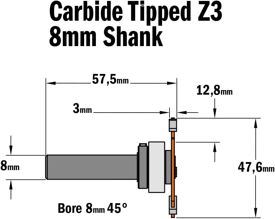 Nutenfräser mit Trennscheibe Z3 HM S=8 D=47,6 X 3.