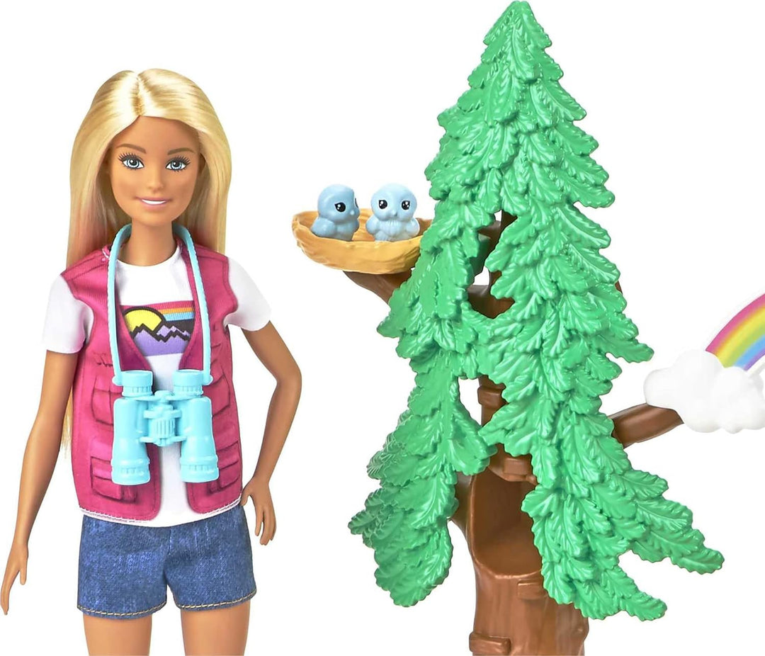 Barbie GTN60 - Waldtier-Forscherin Spielset mit blonder Barbie-Puppe und 10 Tierfiguren, Spielzeug a