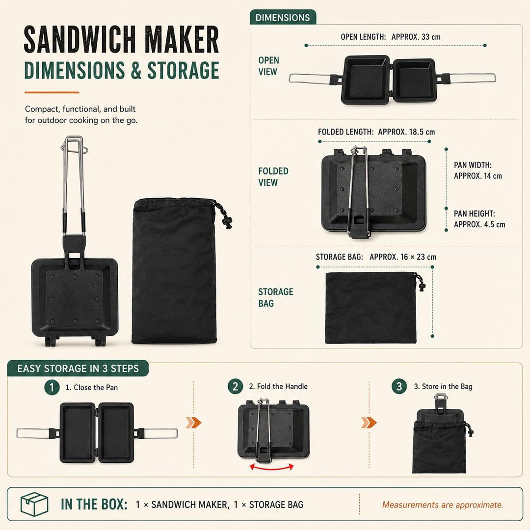 Multifunktionaler Sandwichmaker, faltbar, tragbar, antihaftbeschichtet, Frühstücksform, Presspfanne,