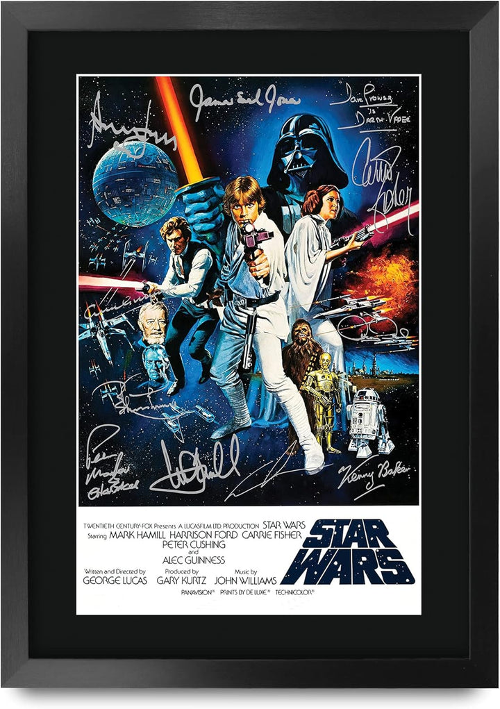 HWC Trading Star Wars A3 Gerahmte Signiert Gedruckt Autogramme Bild Druck-Fotoanzeige Geschenk Für M