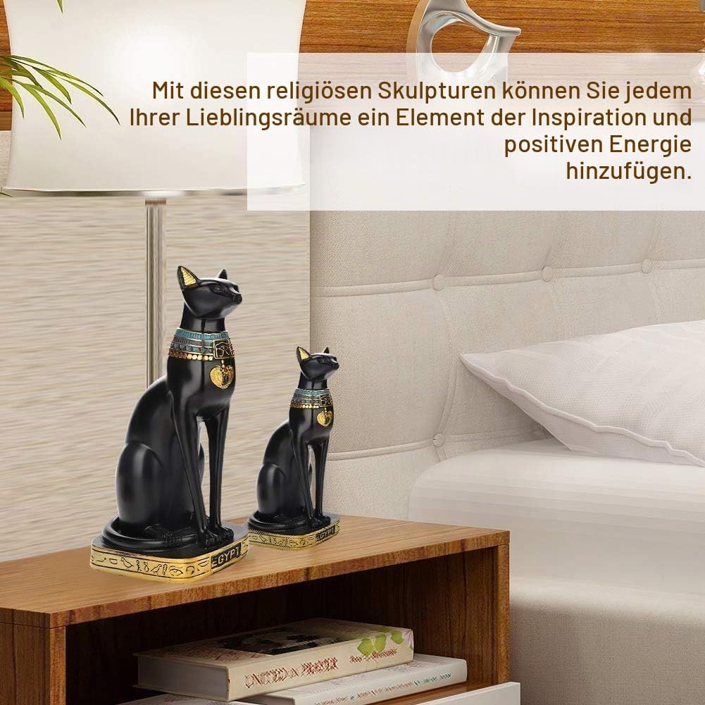 HERCHR Ägyptische Katzenstatue, Bastet-Katze Bastet Katze, Schwarze Katzenfiguren Sammler-Skulptur F
