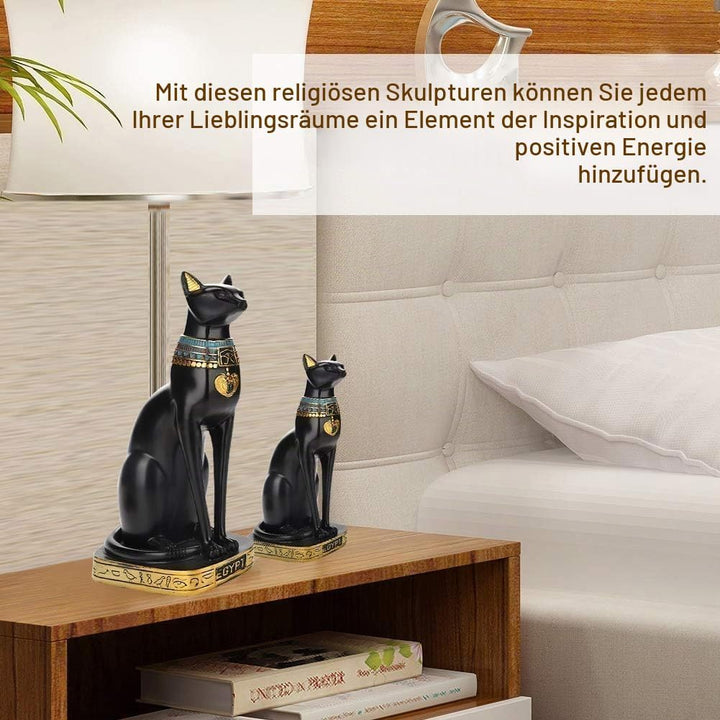 HERCHR Ägyptische Katzenstatue, Bastet-Katze Bastet Katze, Schwarze Katzenfiguren Sammler-Skulptur F