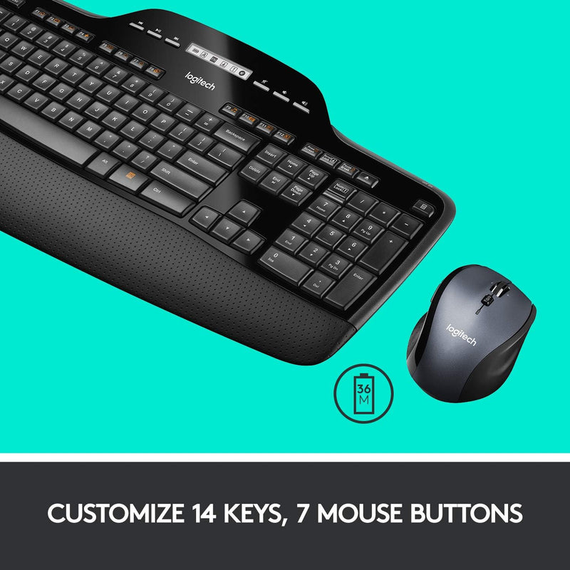 Logitech MK710 Kabelloses Tastatur-Maus-Set, 2.4 GHz Verbindung via Unifying USB-Empfänger, 3-Jahre