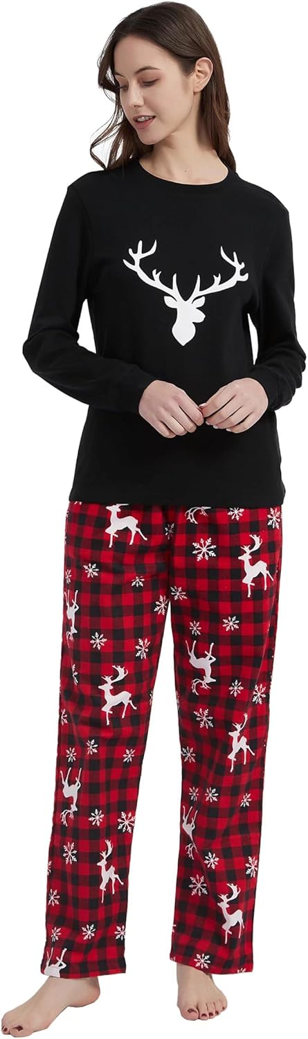 GLOBAL Herren Schlafanzüge Flanell Herren Pyjama Set Baumwolle Langarm-Pullover Oberteil und elastis