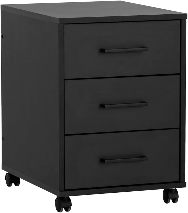 Schildmeyer Rollcontainer Ruby, Holzwerkstoff, schwarz matt, 40 x 50 x 57 cm, Schwarz Matt