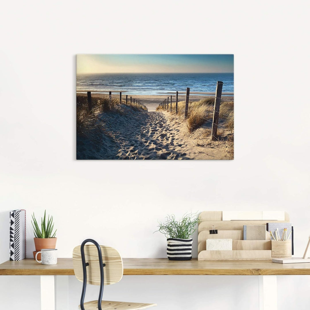 Artland Leinwandbild Wandbild Bild auf Leinwand 60x40 cm Wanddeko Strand Meer Maritim Nordsee Sonne