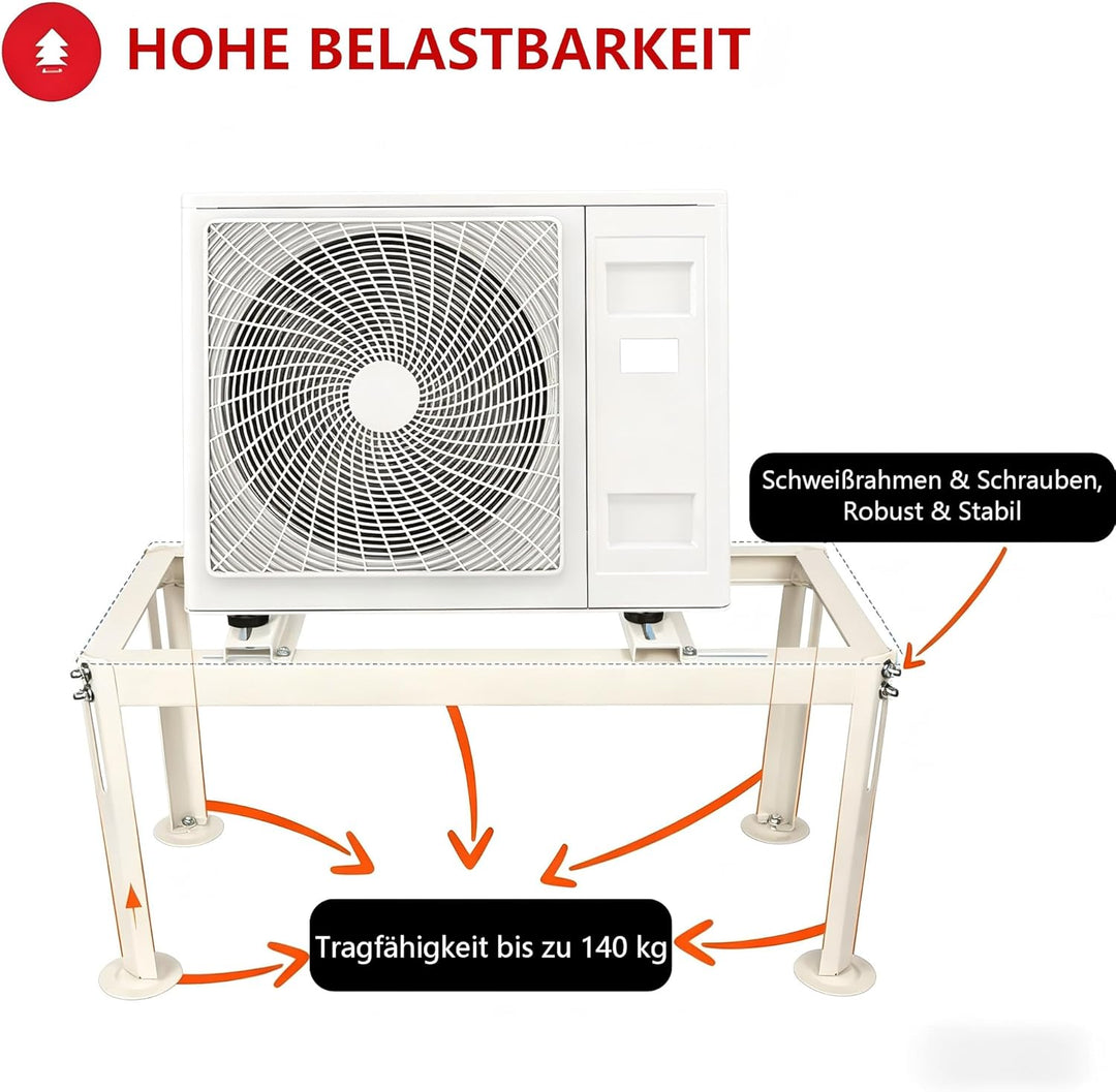 Wostore Wärmepumpe Bodenständer Klimaanlage Bodenkonsole Klimaständer Gestell bis 140 kg 9000-24000