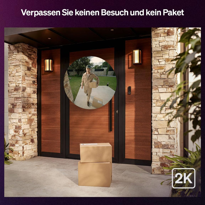 Philips Hue Secure kabelgebundene Video-Türklingel, 2K-Auflösung mit Weitwinkelansicht, Bewegungserk