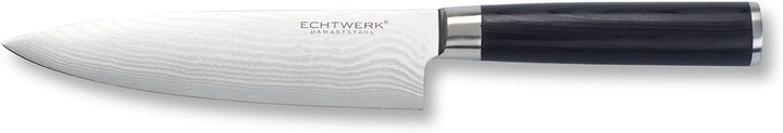 Echtwerk Damaszener Messer Set, 4-TLG, Kochmesser/Küchenmesser, kleines Santokumesser/ japanisches M