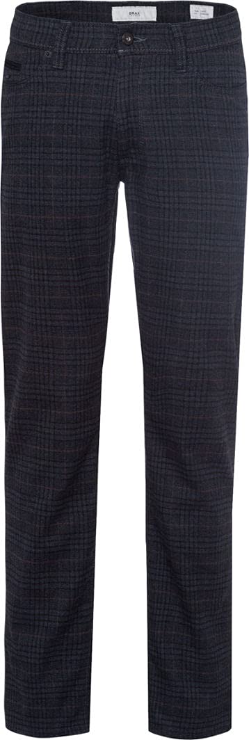 BRAX Herren Jeans Hose Cadiz C Wolloptik Twillstretch Darkblue Kariert 32W / 32L Marine, 32W / 32L M