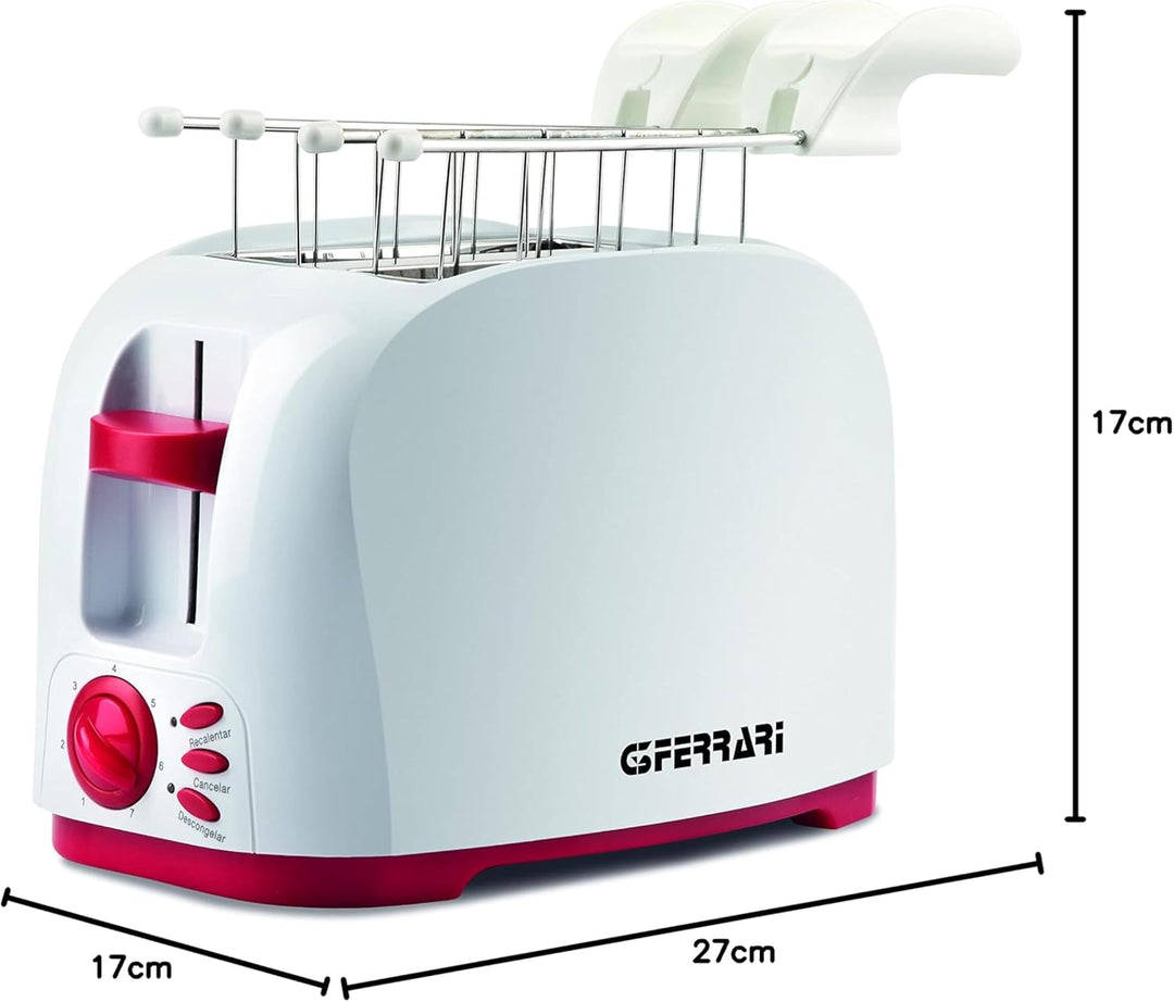 G3 Ferrari G10179 Toaster, 800 Watt, Edelstahlzange, grosse Schlitze für gefüllte Toasts, Krümelschu