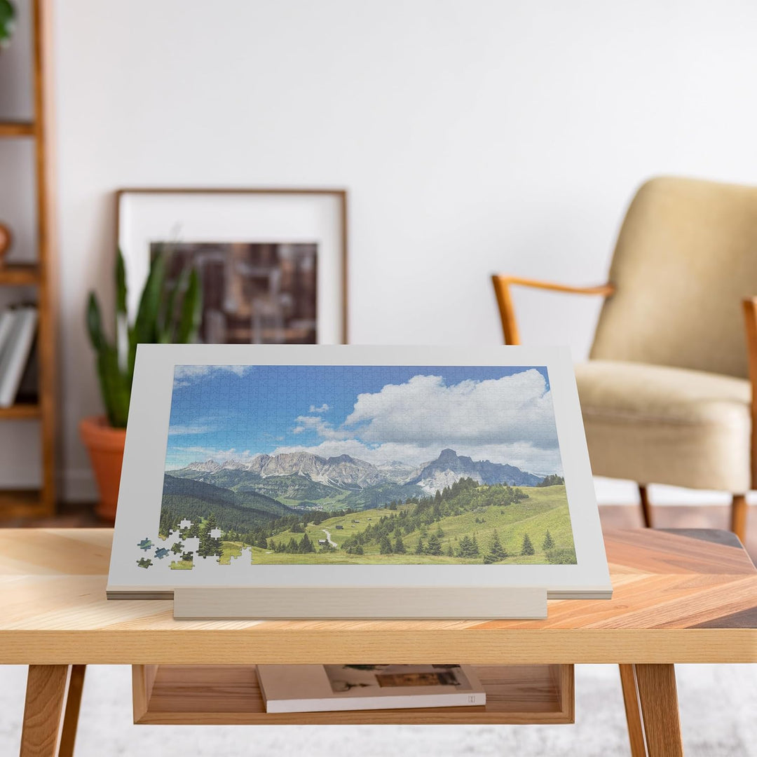 Relaxdays Puzzlebrett mit 2 Schubladen, für Puzzle bis 1000 Teile, neigbar, Holz Puzzlematte, Puzzle