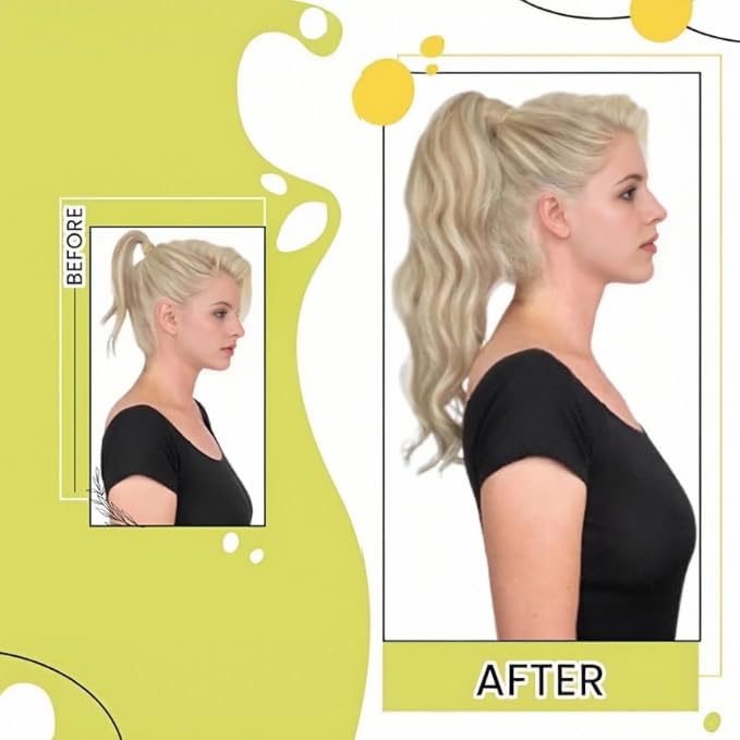 RUNATURE Echthaar Zopf Extensions Aschbraun mit Platinblond Clip in Echthaar Zopf Extensions Remy Ec