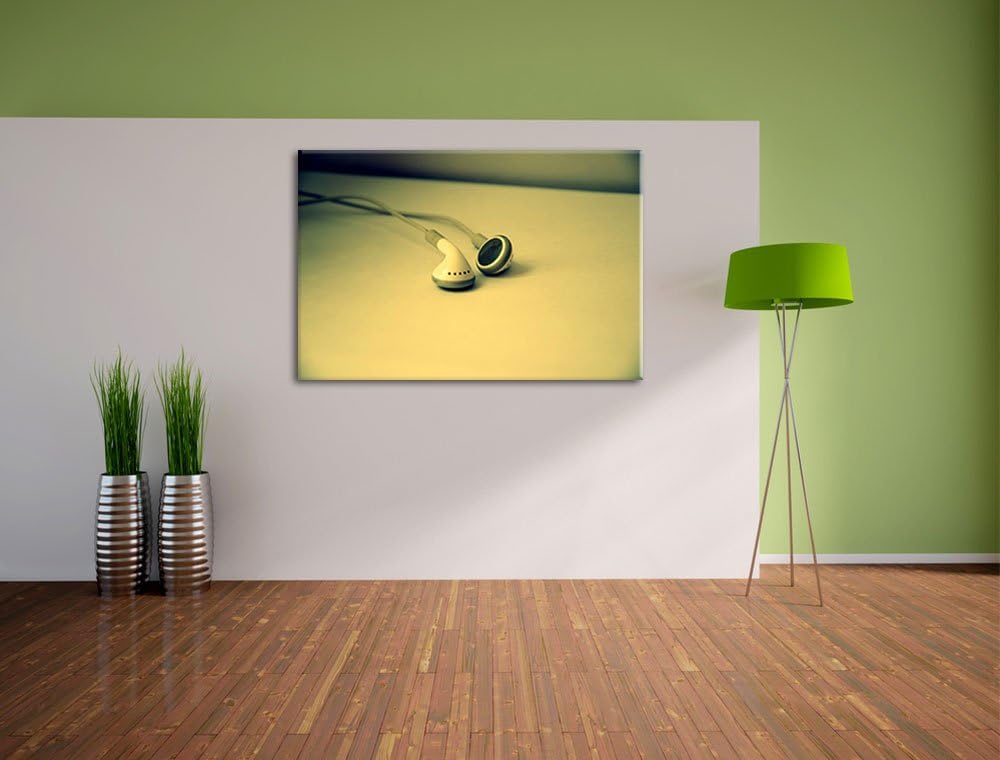 Pixxprint Kopfhörer auf Leinwand, XXL riesige Bilder fertig gerahmt mit Keilrahmen, Kunstdruck auf W