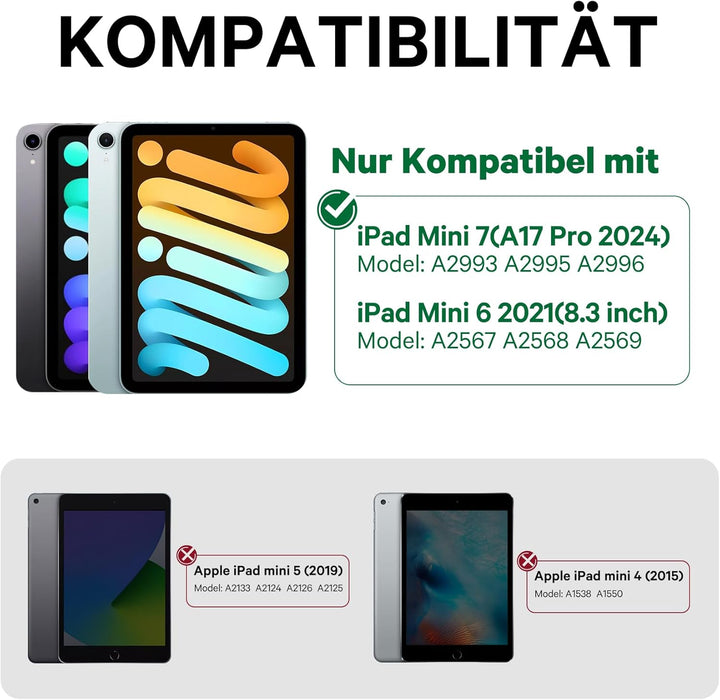 Earto iPad Mini 6 Hülle mit Tastatur, Smart Trackpad, 7 Farben Tastatur mit Hintergrundbeleuchtung,