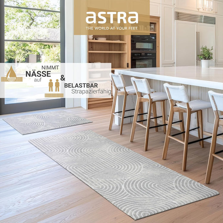 Astra rutschfeste Sauberlaufmatte innen - Kringel hellgrau 50 x 70 cm - Wohnraum Fussmatte Design -