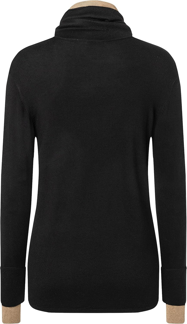 Timezone Damen Double Layer Turtleneck Pullover L Schwarz, L Schwarz