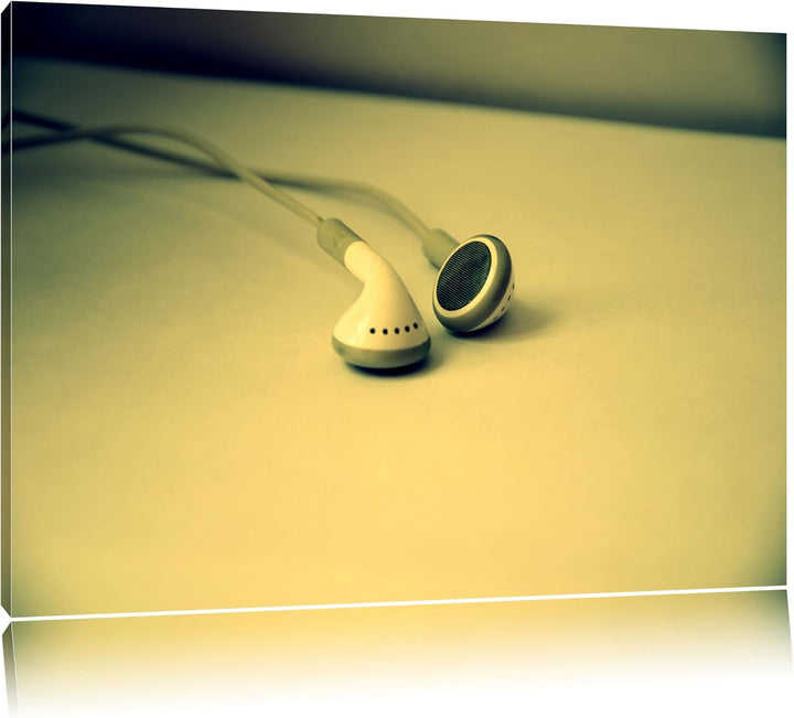 Pixxprint Kopfhörer auf Leinwand, XXL riesige Bilder fertig gerahmt mit Keilrahmen, Kunstdruck auf W