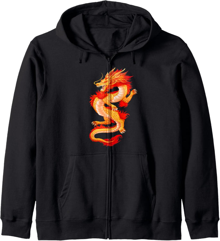 Red Flying Dragon Soul Fire Grafik Kapuzenjacke