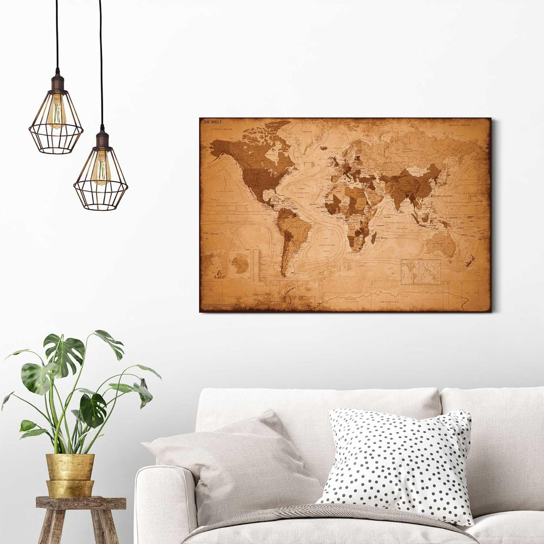 REINDERS Weltkarte - antik - Wandbild 90 x 60 cm