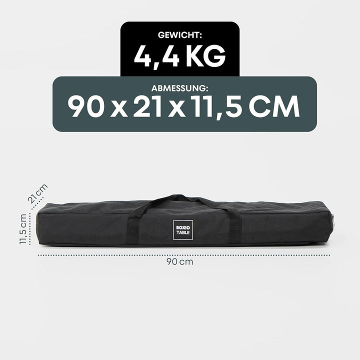 BOXIO - Table: Klappbarer Campingtisch 88x40 wetterfest stabil &amp; faltbar höhenverstellbarer Outdoor
