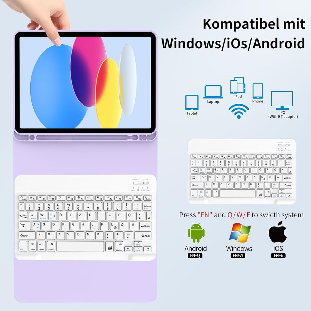 Hülle mit Tastatur für iPad A16 11.Generation 11 Zoll 2025, iPad 10. Generation 2022 10,9 Zoll, Blue