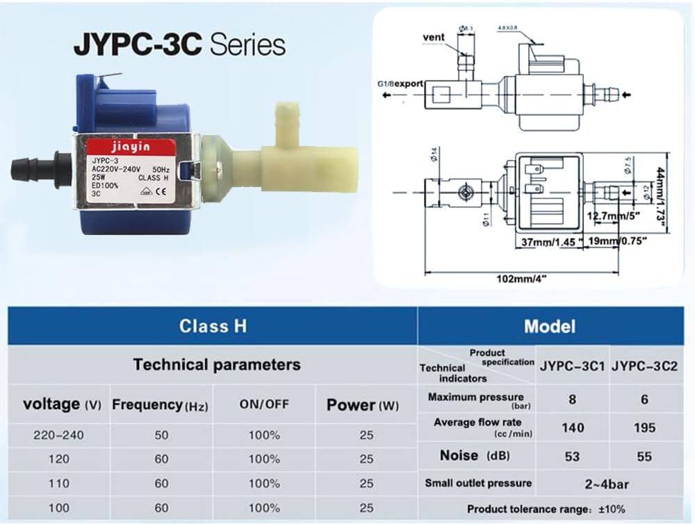 Jiayin JYPC-3C AC 220 V bis 240 V 25 W elektromagnetische Magnet-Wasserpumpe, passend für Philips Da
