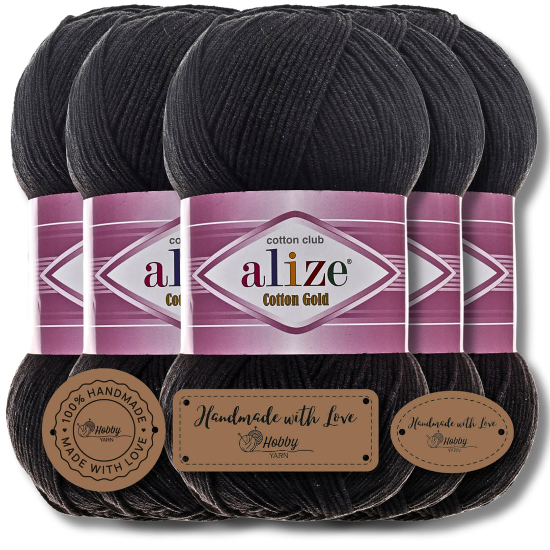 Alize 5 x 100g Cotton Gold Türkische Premium Wolle Baumwolle und Acryl Handstrickgarne | Garn | Yarn
