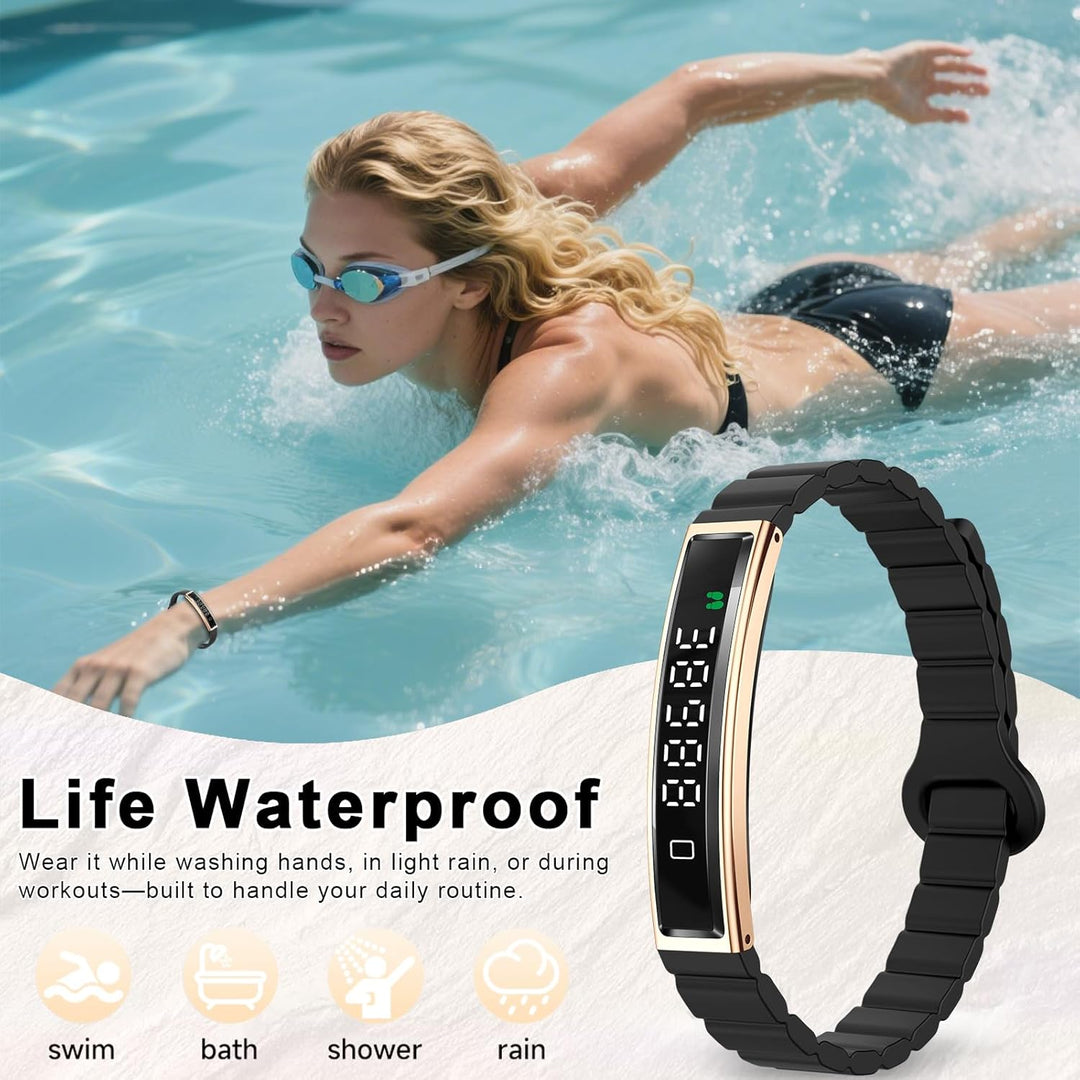 Efolen Smartwatch Damen Herren Schmal,16.5g Smart Band Fitness-Tracker mit 12 Sportmodi,Pulsuhr SpO2
