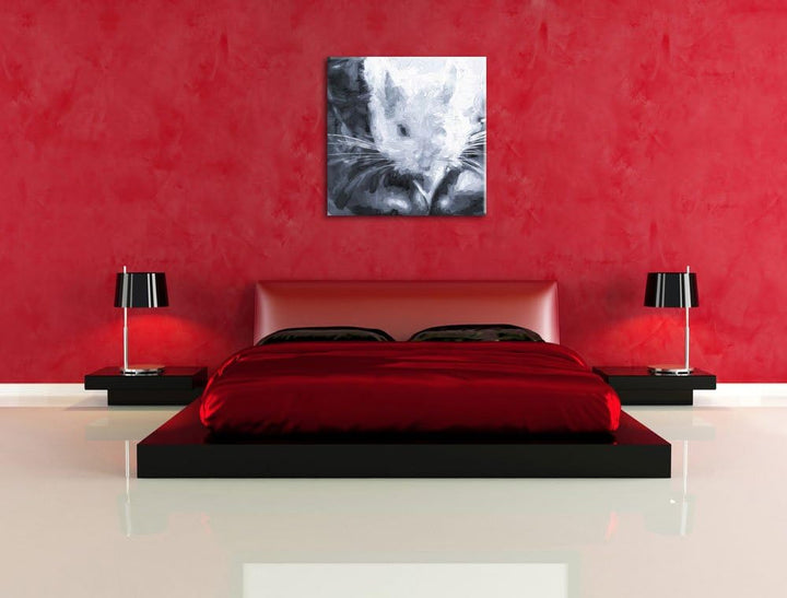 Pixxprint Chinchilla zwischen Schuhen als Leinwandbild | Grösse: 70x70 cm | Wandbild | Kunstdruck |