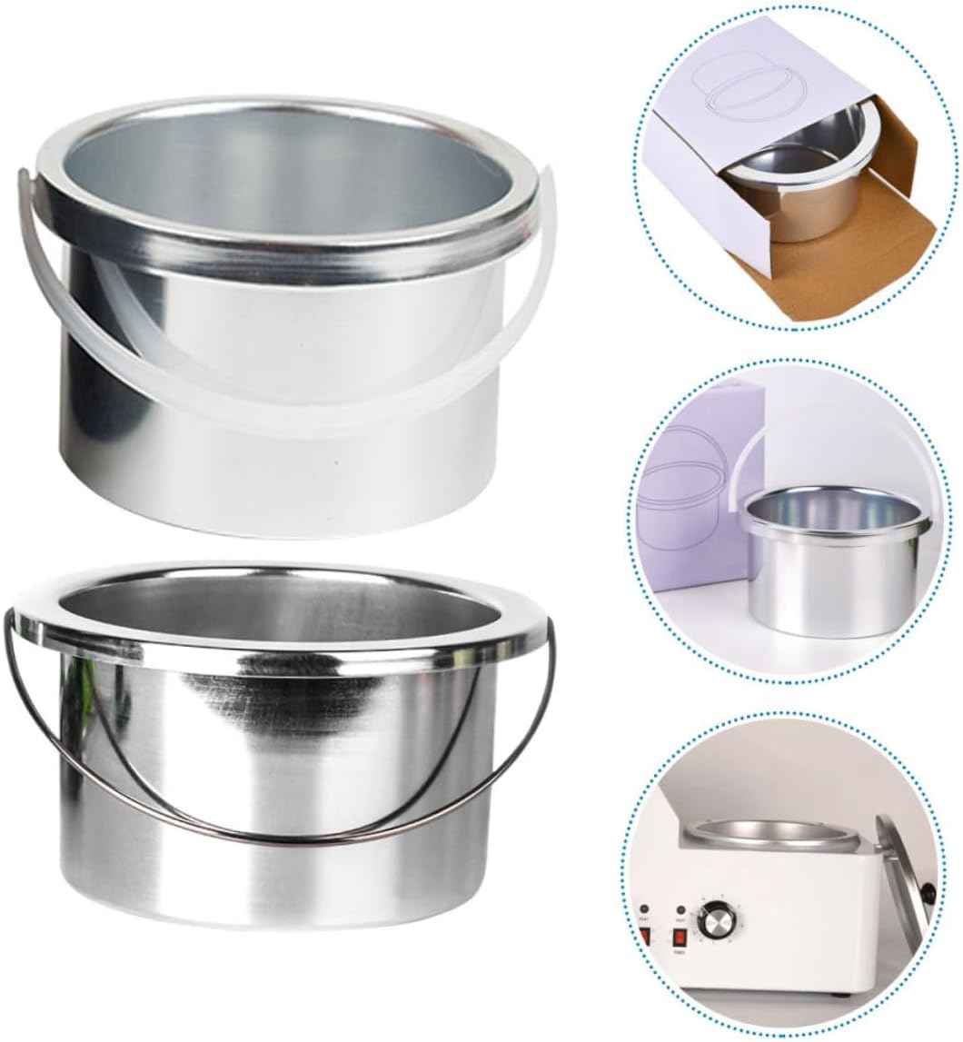Housoutil Wachswärmertopf Innenschale 105mm Durchmesser 500 ml Aluminium für Haarentfernung zu Hause