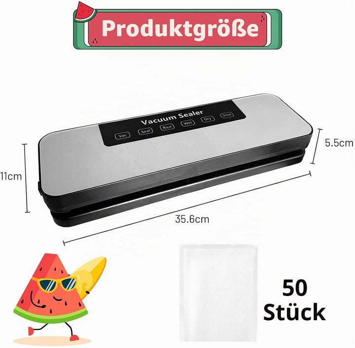 Vakuumiergerät 120W Profi, Automatischer Vakuumierer mit Doppelter Heisssiegelung, 4 Modi für Trocke