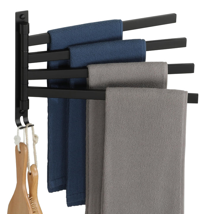 SAYAYO Handtuchhalter Schwarz Schwenkbar 4 Armig Handtuchhalter Wand Handtuchstange Gästehandtuchhal