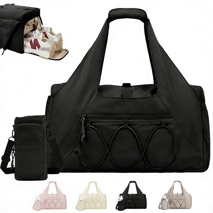 Gym Tasche Damen, Yogatasche mit Schuhfach, Nassfach and Wasserflaschenhalter, Sporttasche Fitnessta