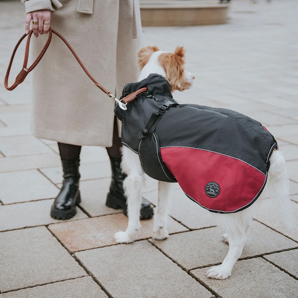 HUNTER Hundemantel UPPSALA COZY, Farbe: anthrazit/rot, wasser- und windabweisend, wärmendes Innenfut