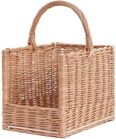 e-wicker24 Vollweidener Kaminkorb, Kaminkorb aus Weide, naturfarbiger Weidenkorb für Kaminholz, Kami