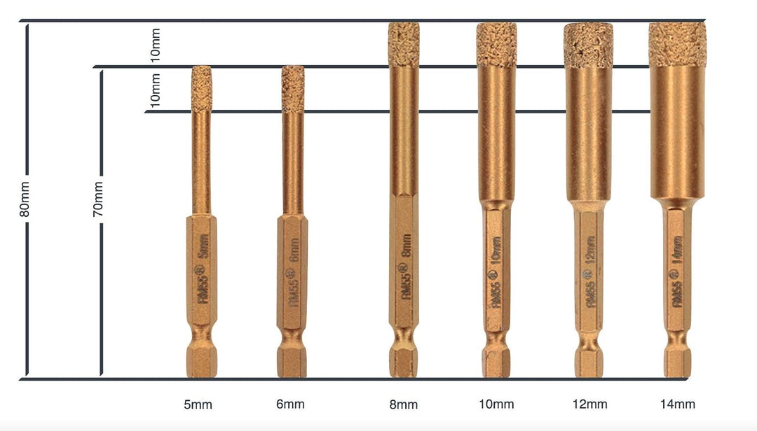 PRODIAMANT Profi Fliesenbohrer Fliese 10 mm x 6Kant Bit Aufnahme Diamantbohrer Winkelschleifer für t