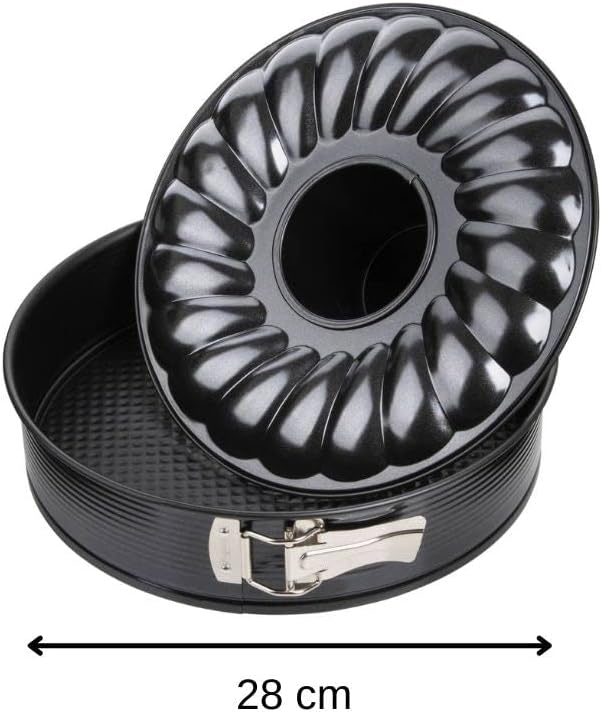 Zenker Springform mit Flach- und Rohrboden Ø 28 cm BLACK METALLIC, Backform mit Antihaftbeschichtung
