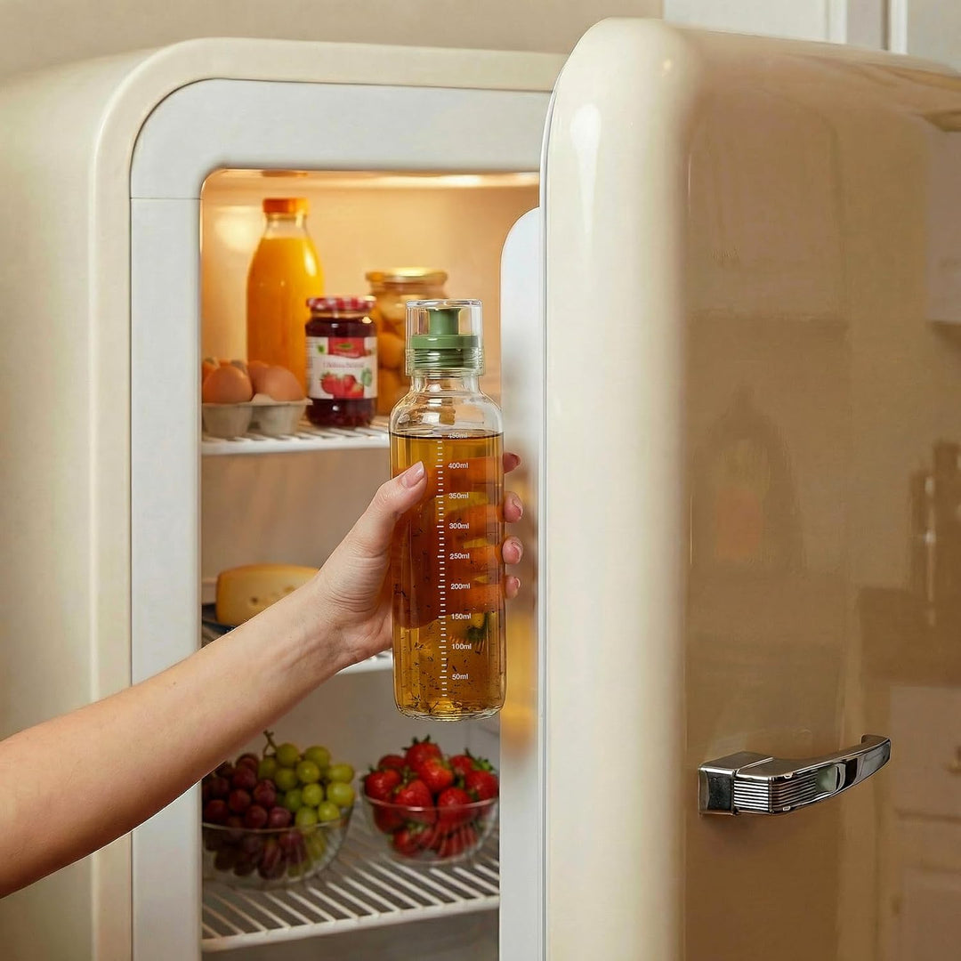 Dressingshaker aus Glas mit Skalierung 300ml | Dressing Behälter mit tropffreien Ausguss, spülmaschi