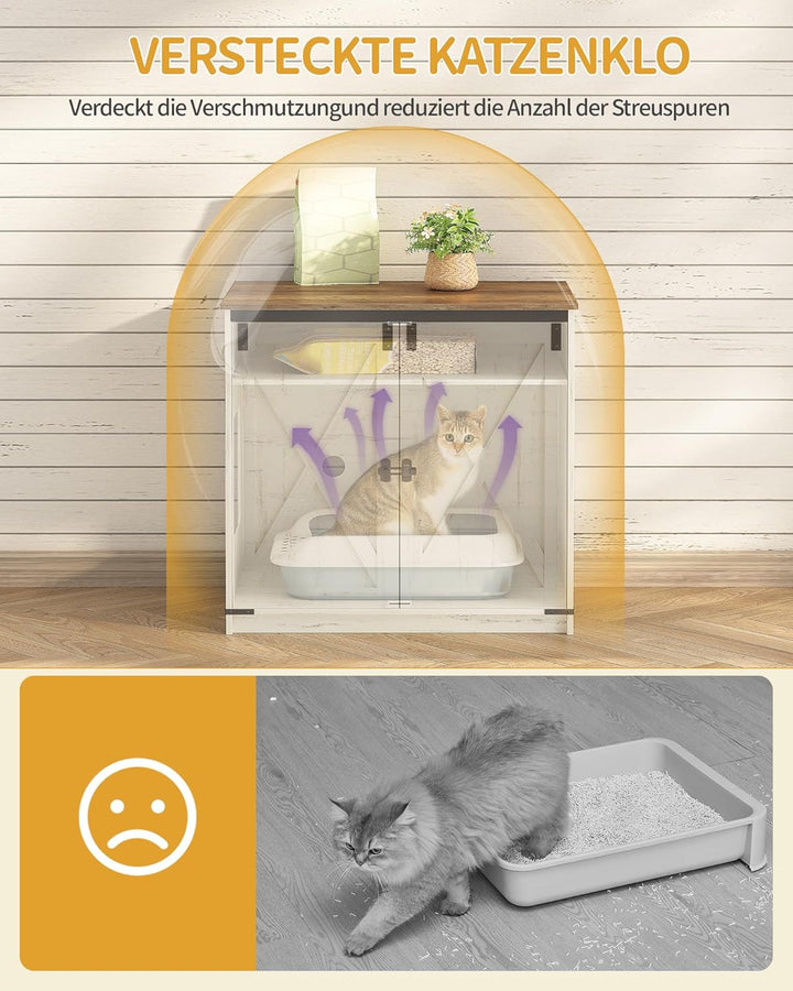 Hzuaneri Katzenklo Schrank, Verstecktes Katzenschrank mit Stauraum, Katzenhaus mit Magnetischen, Bau