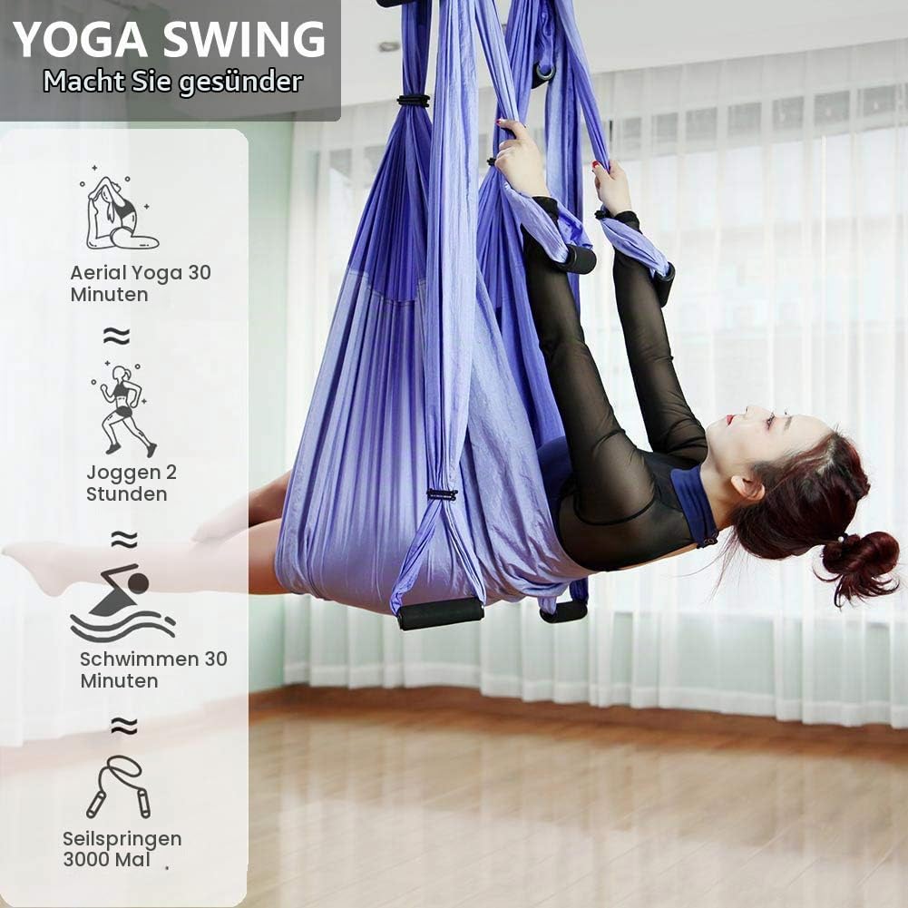Yoga Hängematte Set Aerial,Aerial Yogatuch,Aerial Yoga Hammock Swing mit Tragetasche und Verlängerun