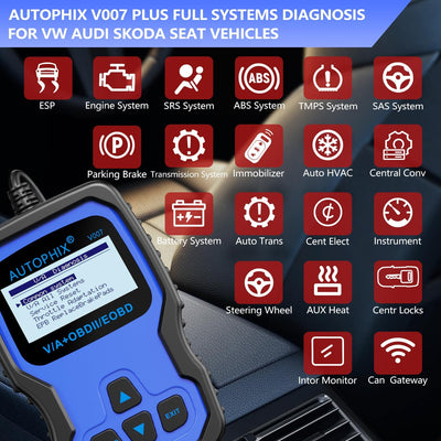 AUTOPHIX V007 OBD2 Diagnosegerät Kompatibel mit VAG mit Motor ABS Airbag Getriebe löschen Fehlercode