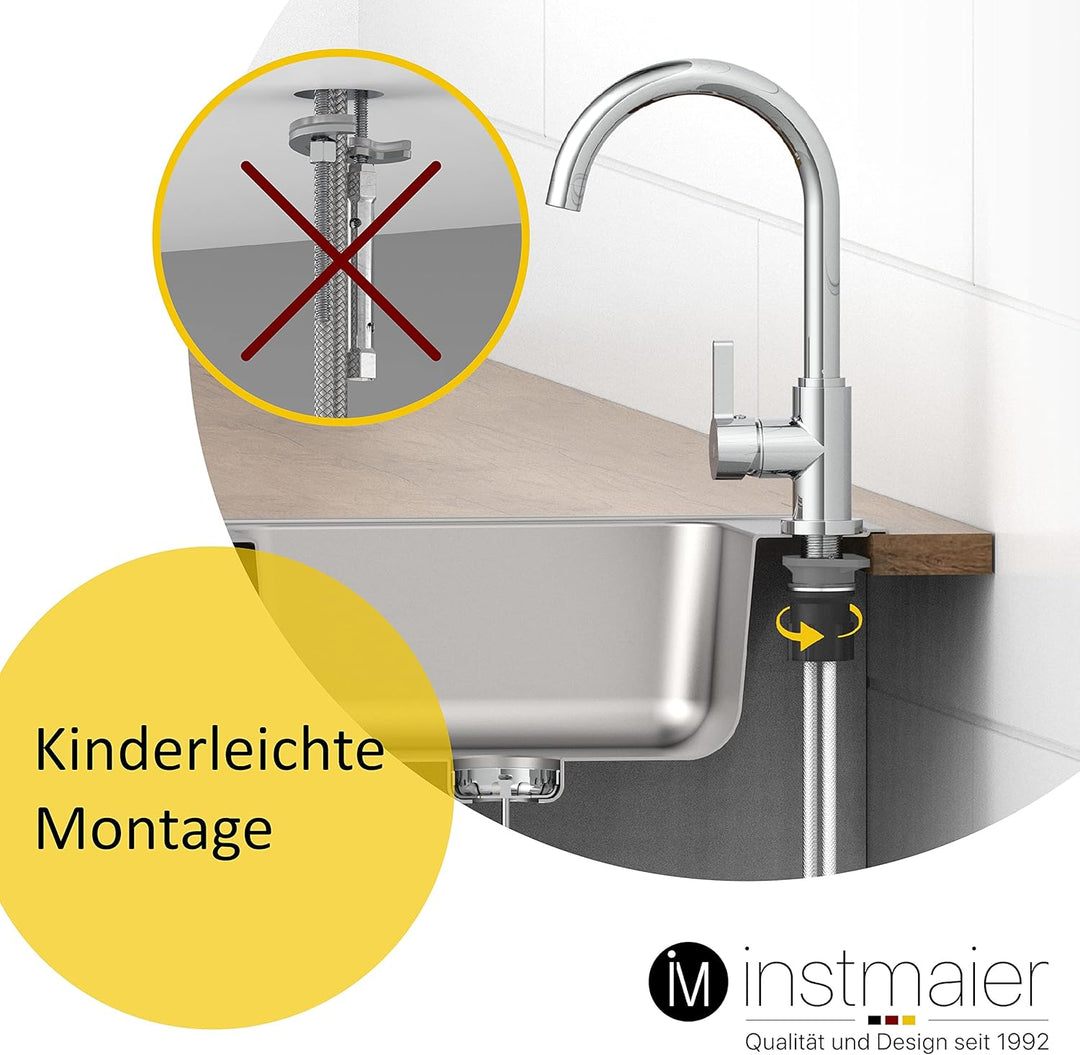 instmaier K3 Küchenarmatur | Wasserhahn Küche | Spültischarmatur mit hohem Auslauf | Armatur für Küc