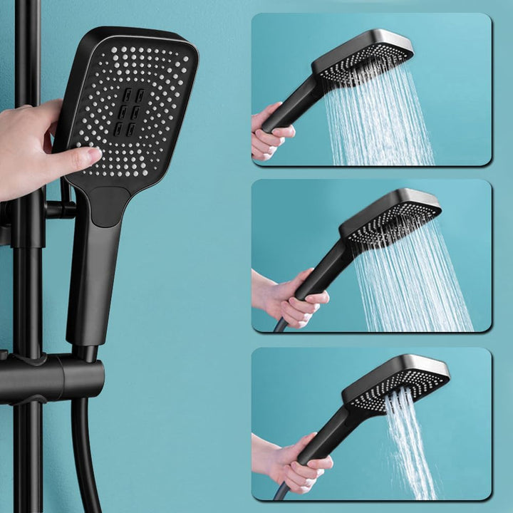 Duschsystem Schwarz,Edelstahl Duschgarnitur mit Duscharmatur Regendusche mit Armatur und 3 Strahlart