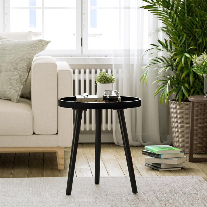 APICIZON Beistelltisch, Couchtisch rund Ø 38 cm, Höhe 45 cm, Sofatisch mit Beinen aus Massivholz, Sk