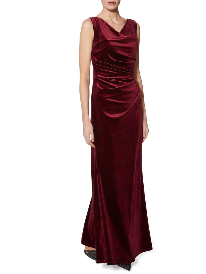 Gina Bacconi Damen Women's Velvet Maxi Dress Cocktailkleid 10 Wine, 10 Wine
