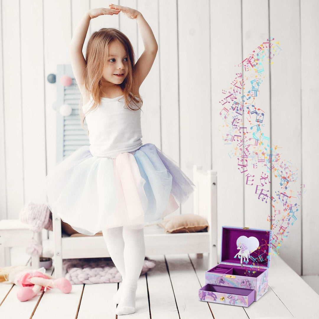 CRAZE, EINHORN Schmuckkästchen Kinder mit Spieluhr , Schmuckschatulle Mädchen mit drehendem Einhorn