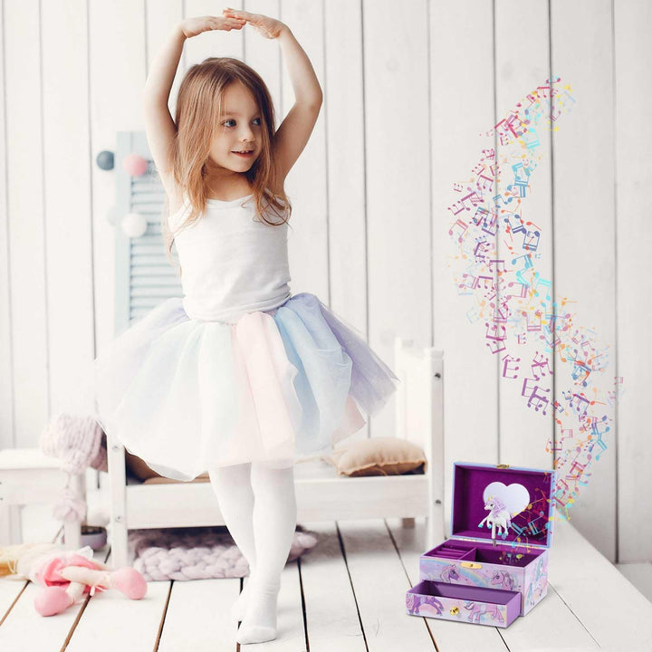 CRAZE, EINHORN Schmuckkästchen Kinder mit Spieluhr , Schmuckschatulle Mädchen mit drehendem Einhorn