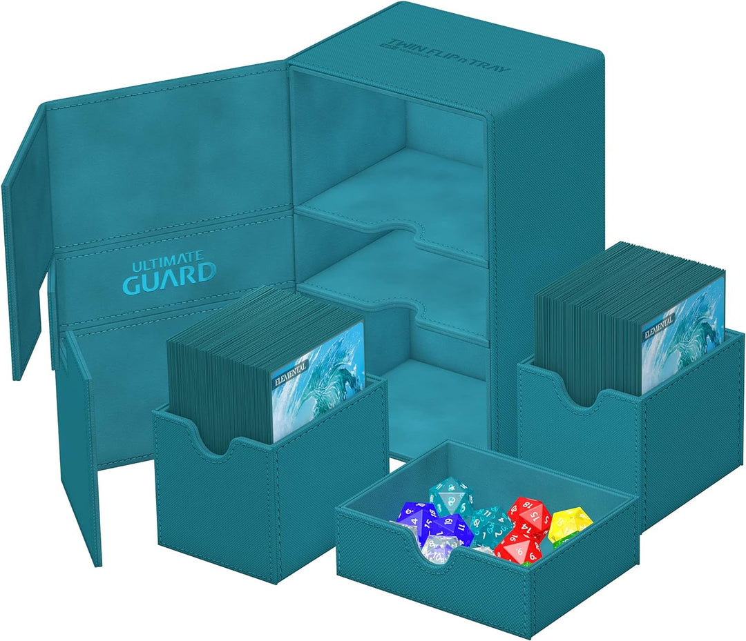 Ultimate Guard UGD011239 Twin Flip`n`Tray 160+ XenoSkin Monocolor Petrolblau Kartenbox, Petrolblau